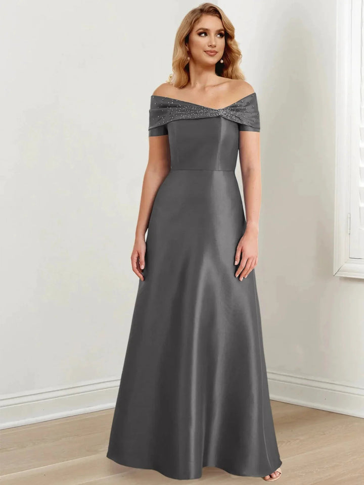 A-Line/Princess Off-the-Shoulder Floor-Length Mother of the Bride Dresses by Dreamylily