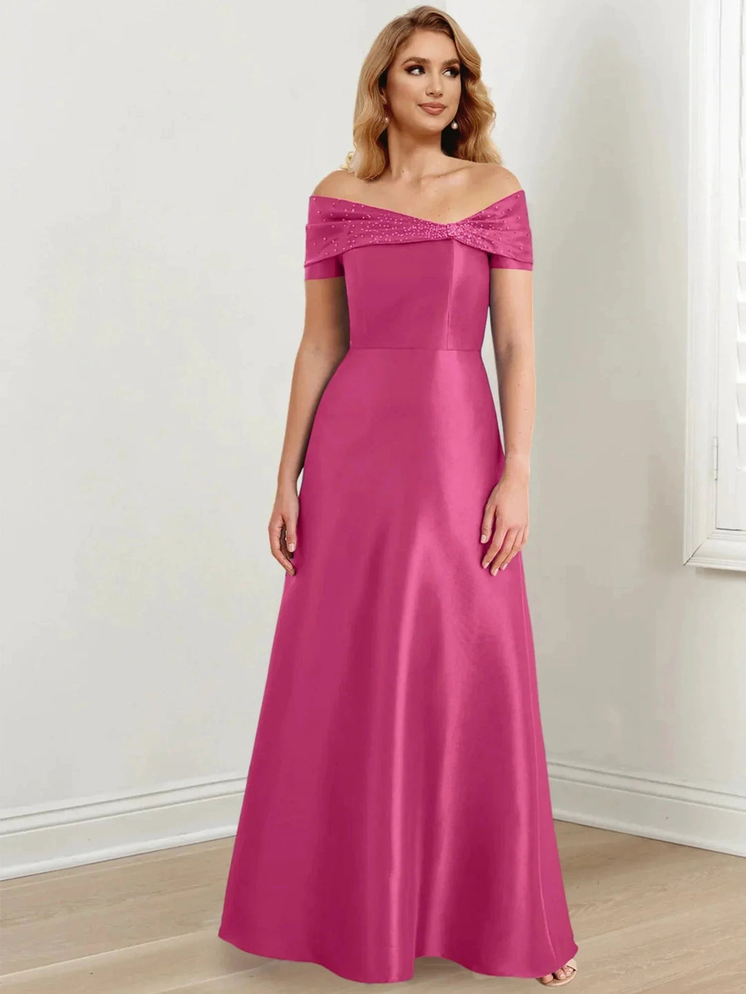 A-Line/Princess Off-the-Shoulder Floor-Length Mother of the Bride Dresses by Dreamylily
