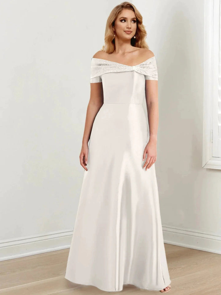 A-Line/Princess Off-the-Shoulder Floor-Length Mother of the Bride Dresses by Dreamylily