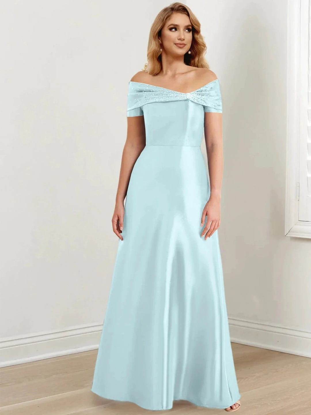 A-Line/Princess Off-the-Shoulder Floor-Length Mother of the Bride Dresses by Dreamylily