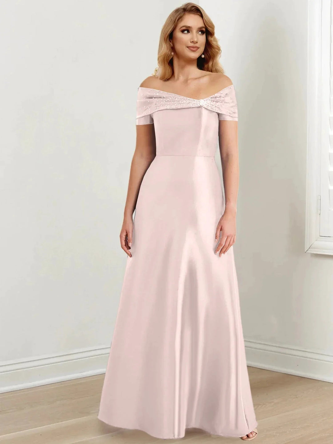 A-Line/Princess Off-the-Shoulder Floor-Length Mother of the Bride Dresses by Dreamylily