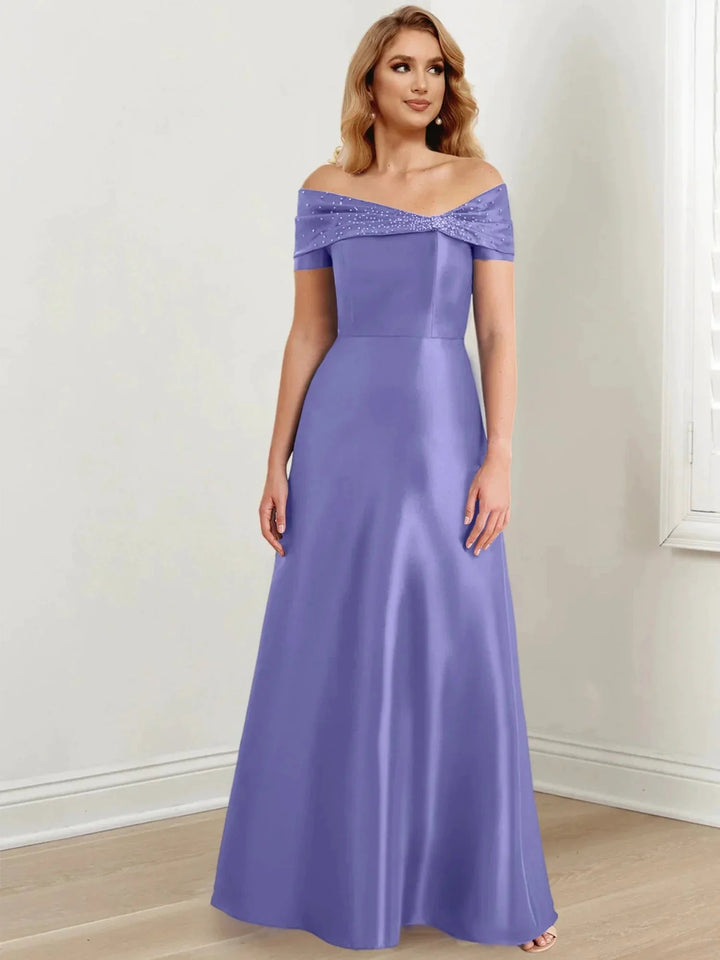 A-Line/Princess Off-the-Shoulder Floor-Length Mother of the Bride Dresses by Dreamylily