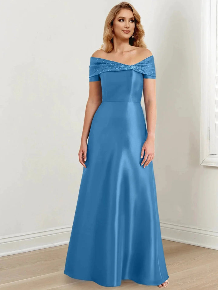 A-Line/Princess Off-the-Shoulder Floor-Length Mother of the Bride Dresses by Dreamylily