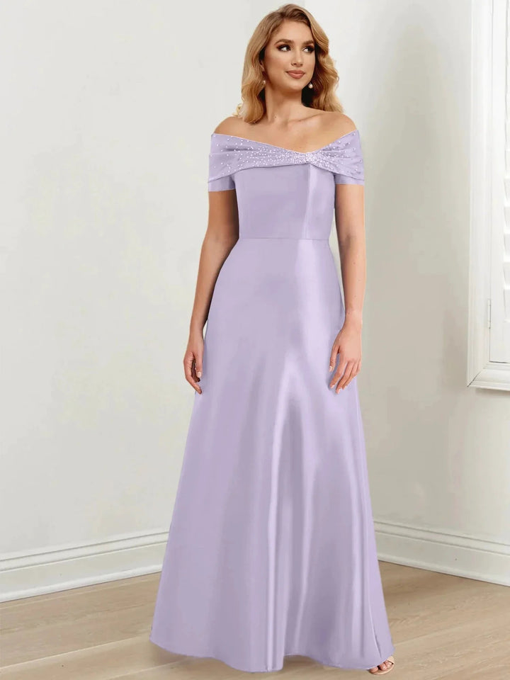 A-Line/Princess Off-the-Shoulder Floor-Length Mother of the Bride Dresses by Dreamylily