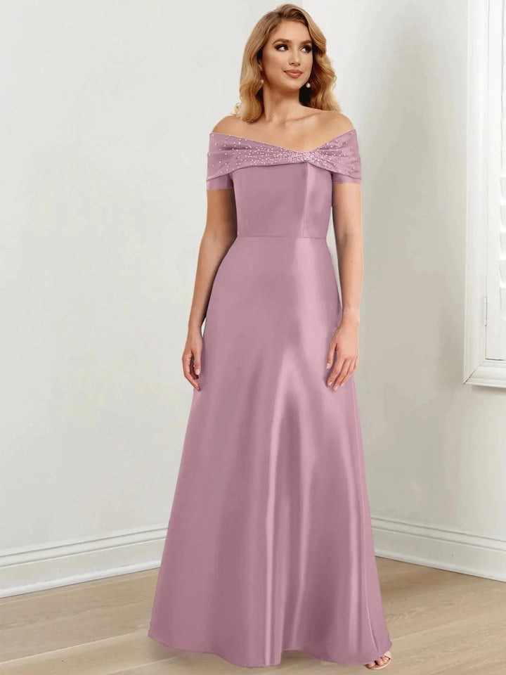 A-Line/Princess Off-the-Shoulder Floor-Length Mother of the Bride Dresses by Dreamylily