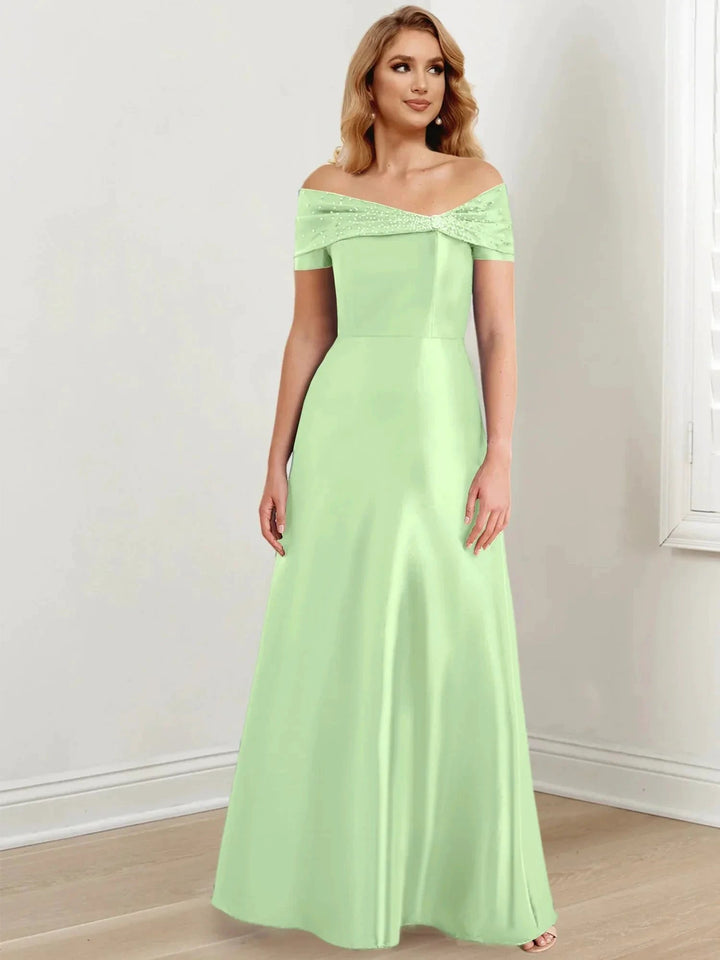 A-Line/Princess Off-the-Shoulder Floor-Length Mother of the Bride Dresses by Dreamylily
