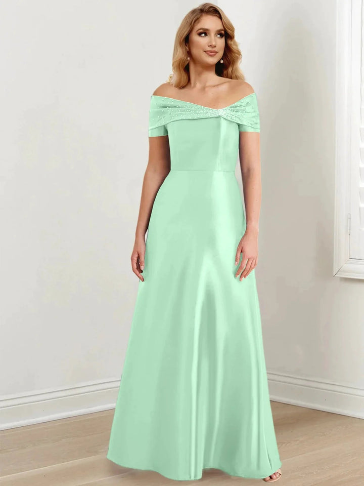A-Line/Princess Off-the-Shoulder Floor-Length Mother of the Bride Dresses by Dreamylily