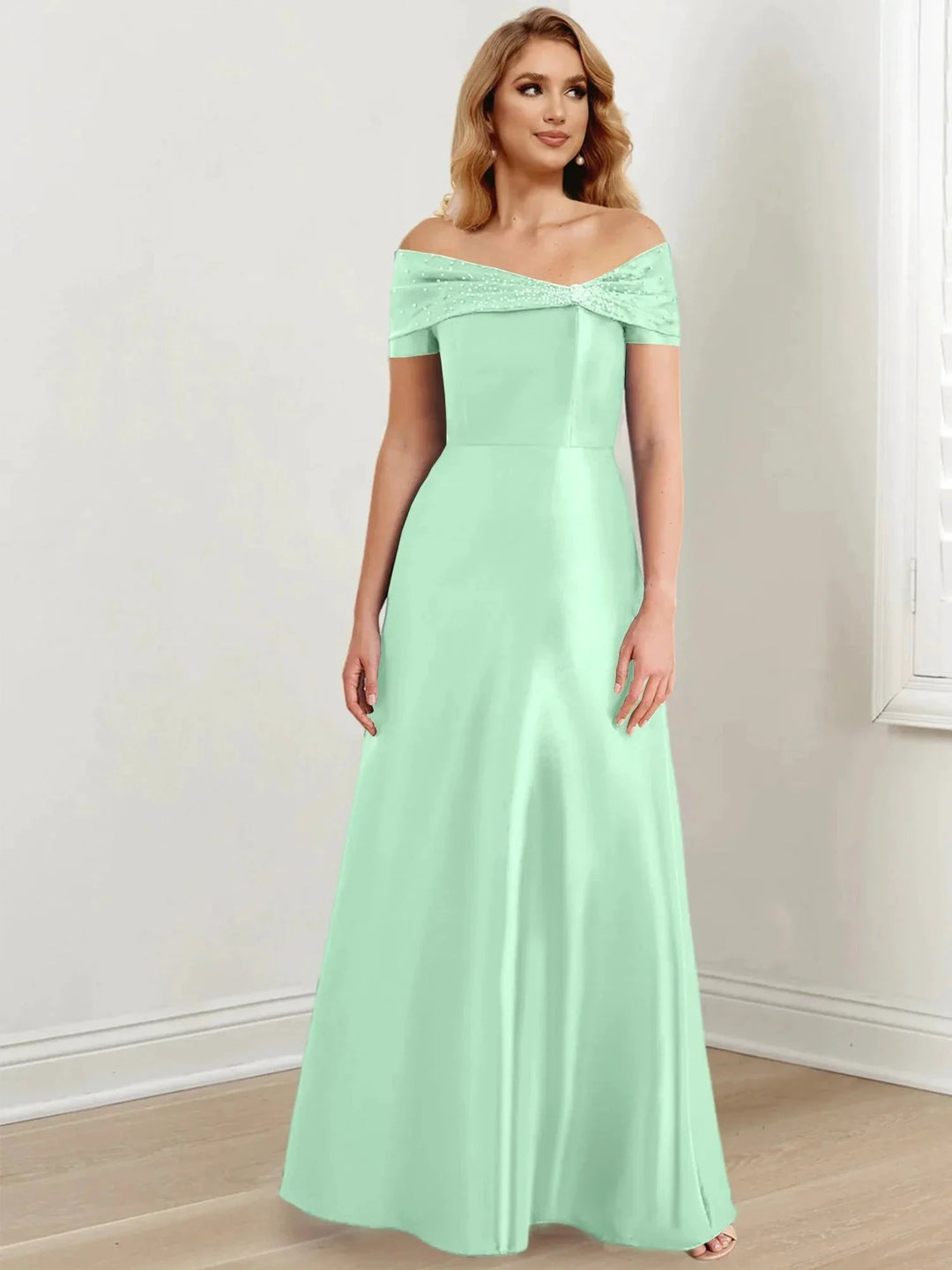 A-Line/Princess Off-the-Shoulder Floor-Length Mother of the Bride Dresses by Dreamylily