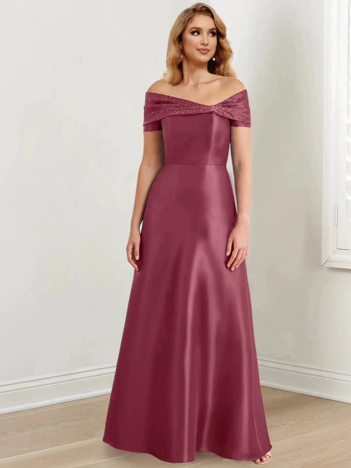 A-Line/Princess Off-the-Shoulder Floor-Length Mother of the Bride Dresses by Dreamylily
