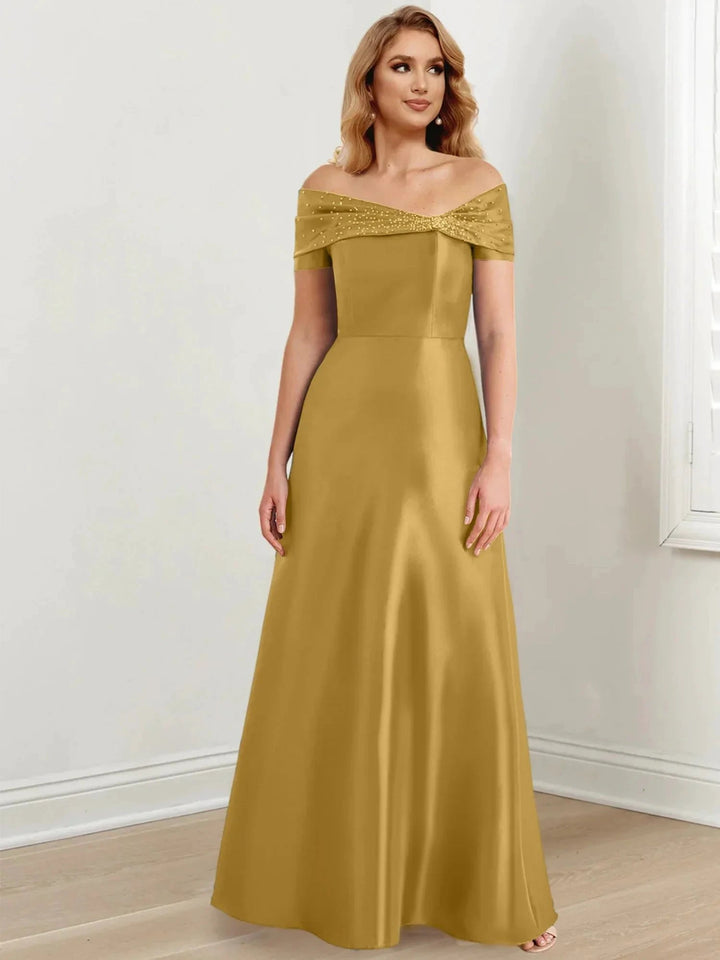 A-Line/Princess Off-the-Shoulder Floor-Length Mother of the Bride Dresses by Dreamylily