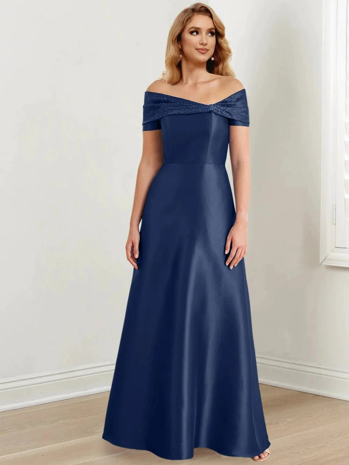 A-Line/Princess Off-the-Shoulder Floor-Length Mother of the Bride Dresses by Dreamylily