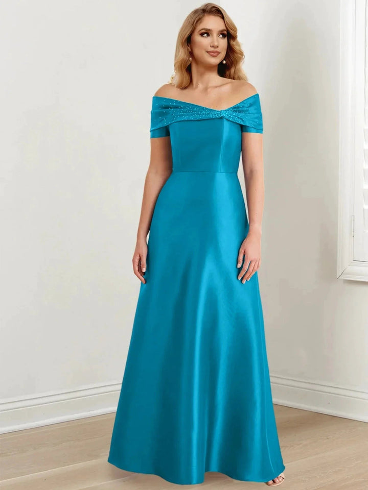 A-Line/Princess Off-the-Shoulder Floor-Length Mother of the Bride Dresses by Dreamylily