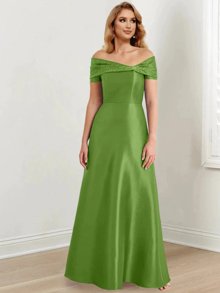 A-Line/Princess Off-the-Shoulder Floor-Length Mother of the Bride Dresses by Dreamylily