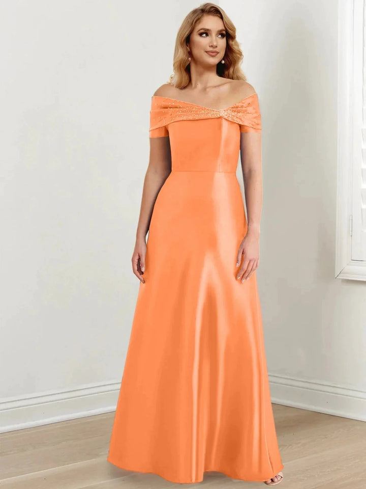 A-Line/Princess Off-the-Shoulder Floor-Length Mother of the Bride Dresses by Dreamylily