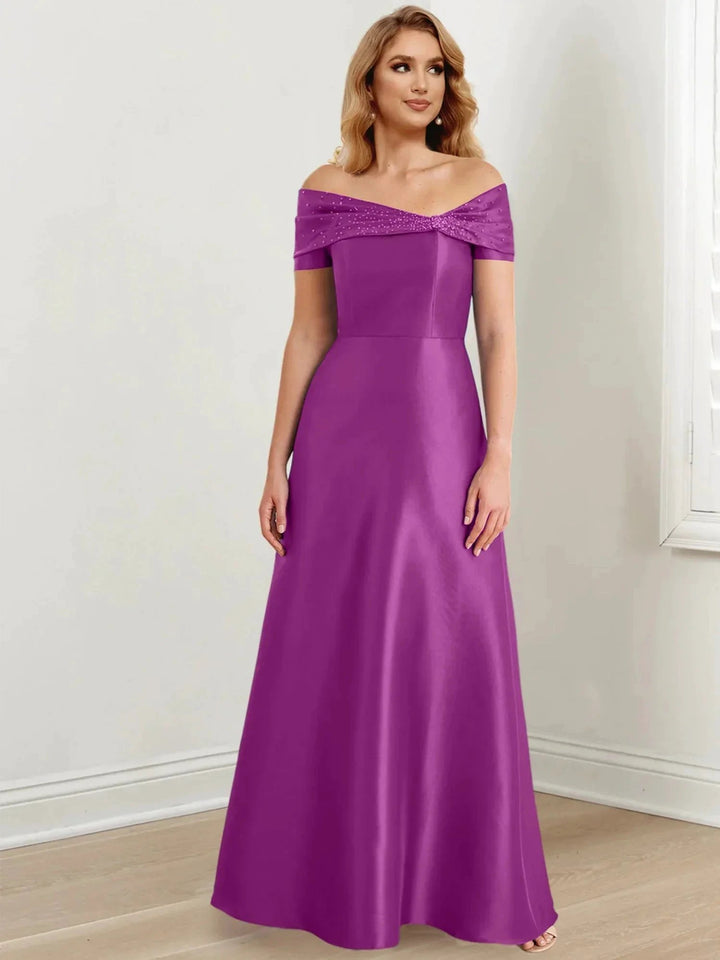 A-Line/Princess Off-the-Shoulder Floor-Length Mother of the Bride Dresses by Dreamylily