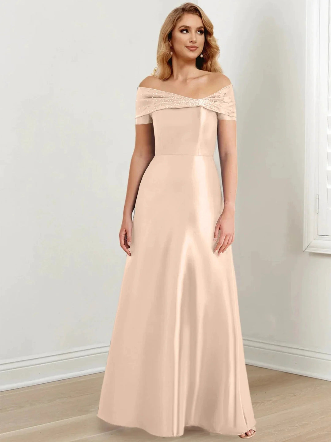 A-Line/Princess Off-the-Shoulder Floor-Length Mother of the Bride Dresses by Dreamylily