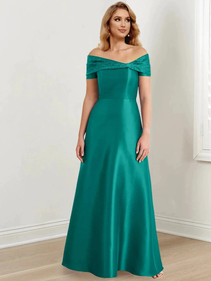 A-Line/Princess Off-the-Shoulder Floor-Length Mother of the Bride Dresses by Dreamylily