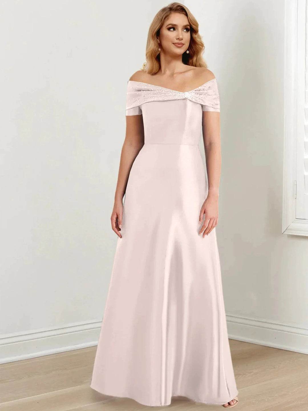 A-Line/Princess Off-the-Shoulder Floor-Length Mother of the Bride Dresses by Dreamylily