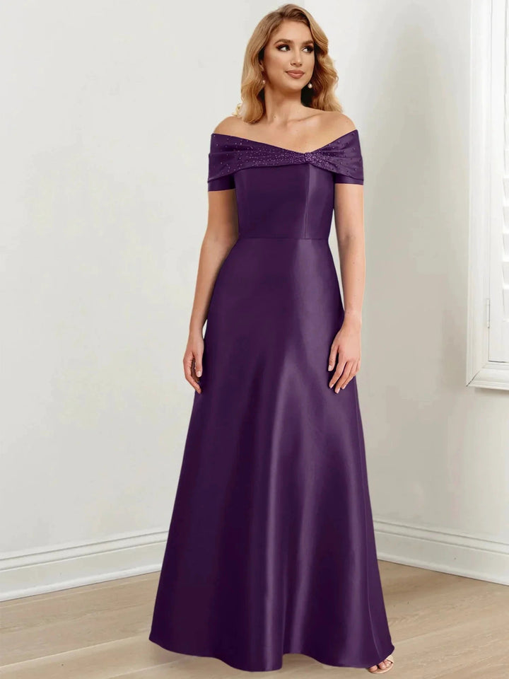 A-Line/Princess Off-the-Shoulder Floor-Length Mother of the Bride Dresses by Dreamylily