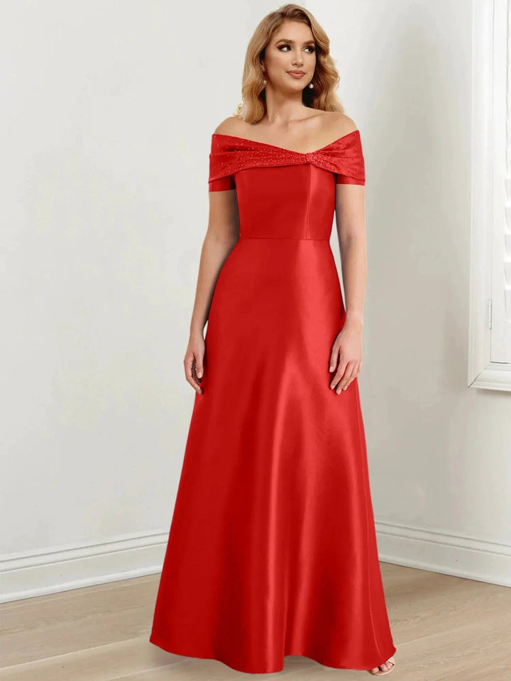 A-Line/Princess Off-the-Shoulder Floor-Length Mother of the Bride Dresses by Dreamylily