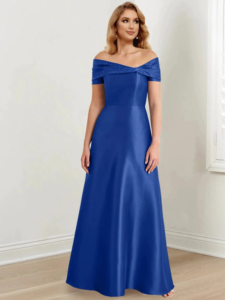 A-Line/Princess Off-the-Shoulder Floor-Length Mother of the Bride Dresses by Dreamylily