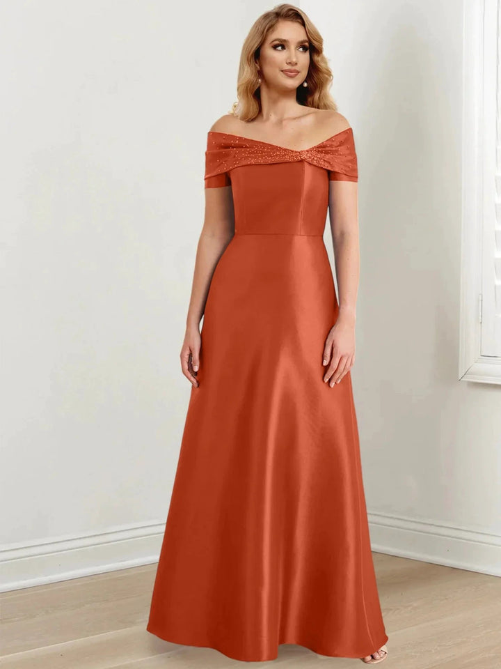 A-Line/Princess Off-the-Shoulder Floor-Length Mother of the Bride Dresses by Dreamylily