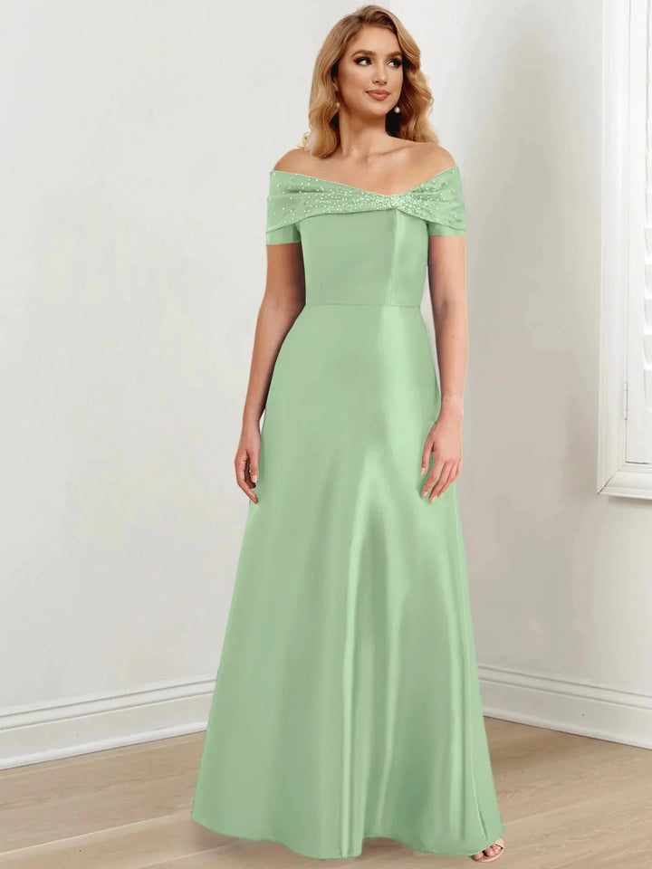 A-Line/Princess Off-the-Shoulder Floor-Length Mother of the Bride Dresses by Dreamylily
