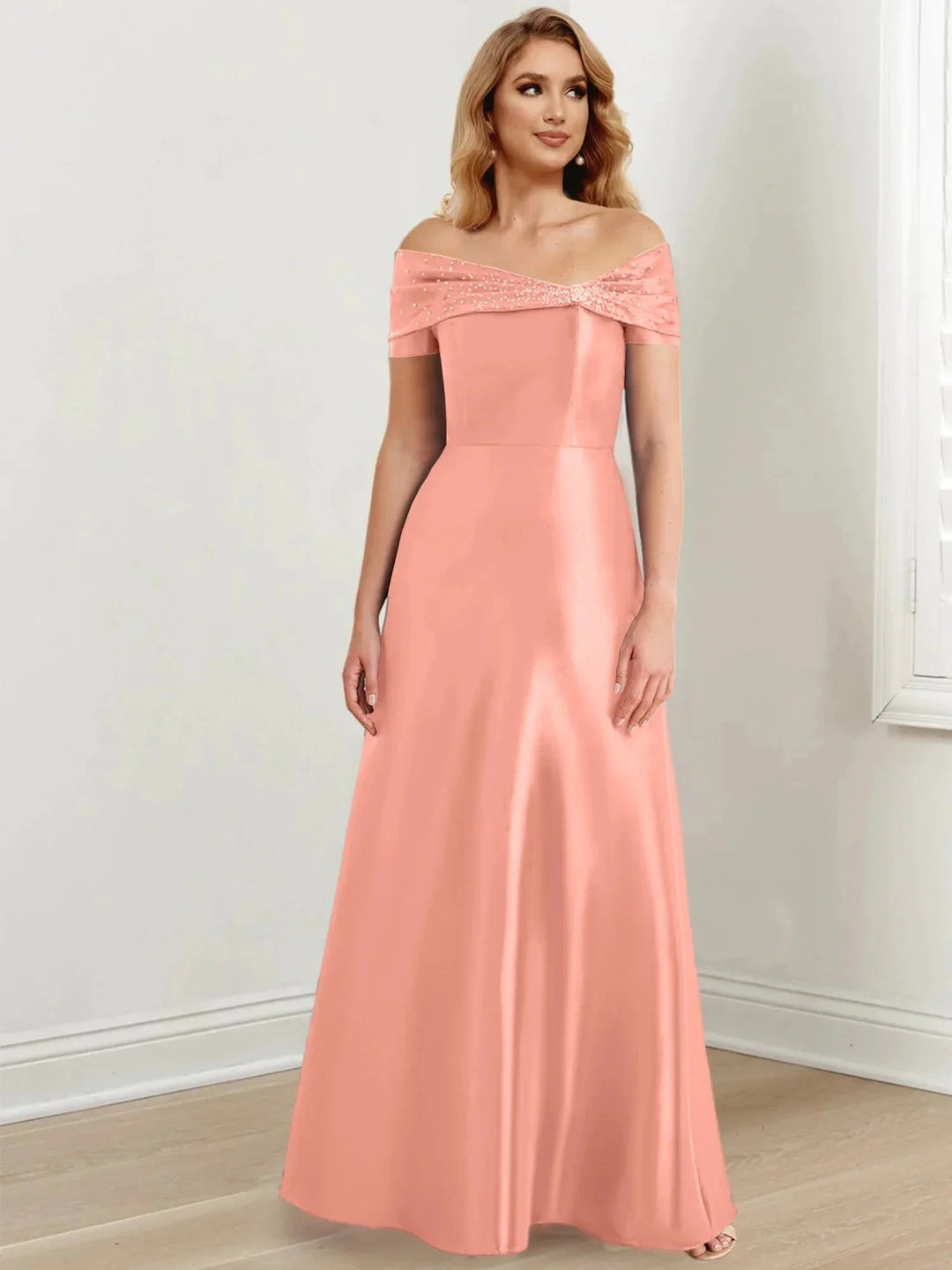 A-Line/Princess Off-the-Shoulder Floor-Length Mother of the Bride Dresses by Dreamylily