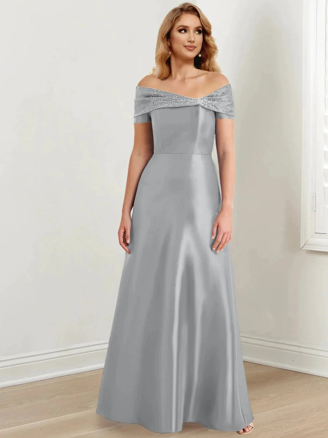 A-Line/Princess Off-the-Shoulder Floor-Length Mother of the Bride Dresses by Dreamylily