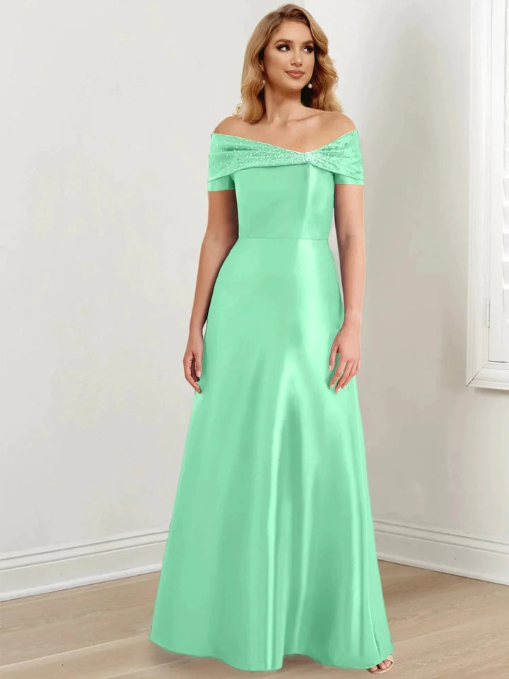 A-Line/Princess Off-the-Shoulder Floor-Length Mother of the Bride Dresses by Dreamylily
