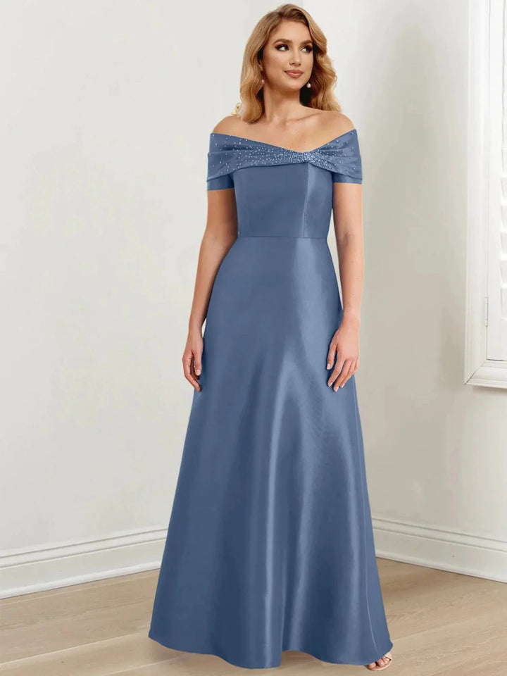 A-Line/Princess Off-the-Shoulder Floor-Length Mother of the Bride Dresses by Dreamylily