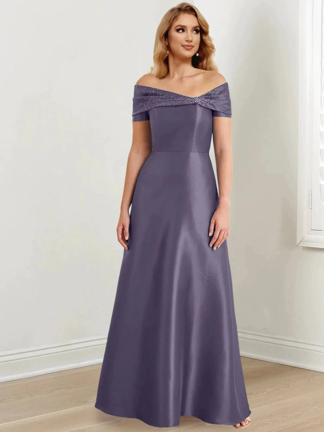 A-Line/Princess Off-the-Shoulder Floor-Length Mother of the Bride Dresses by Dreamylily
