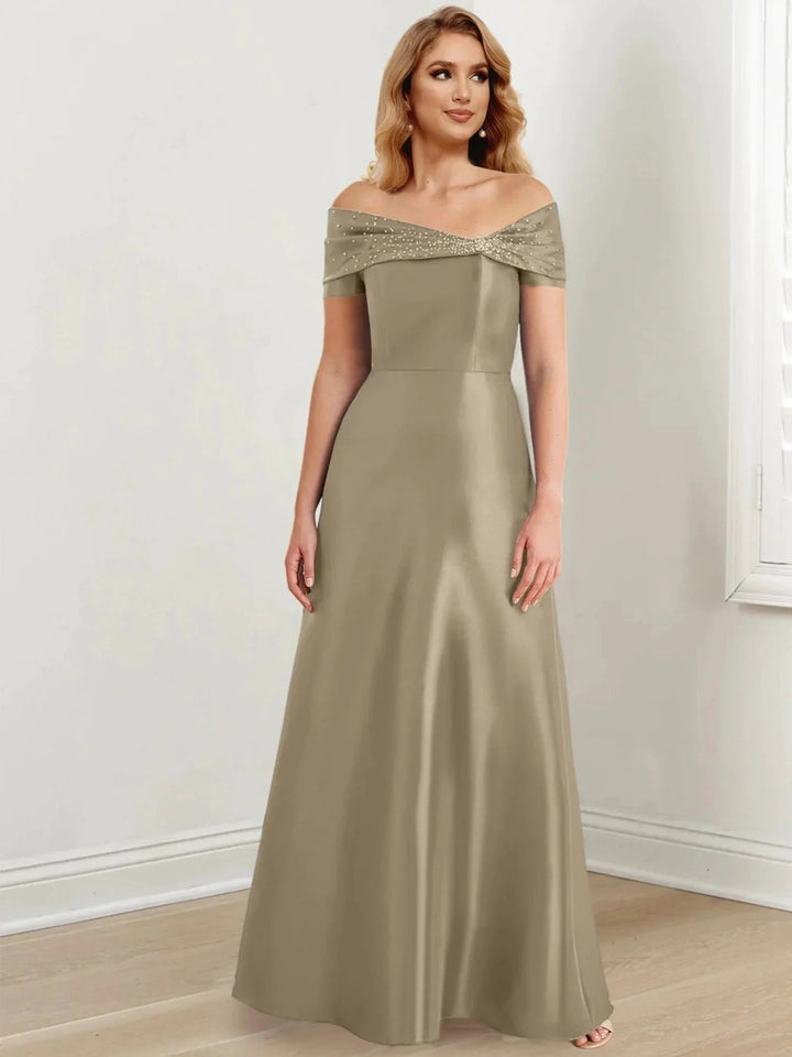 A-Line/Princess Off-the-Shoulder Floor-Length Mother of the Bride Dresses by Dreamylily