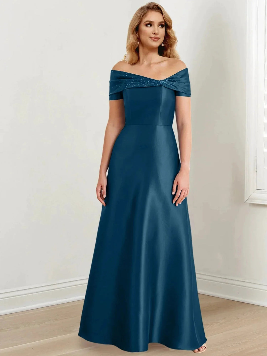 A-Line/Princess Off-the-Shoulder Floor-Length Mother of the Bride Dresses by Dreamylily