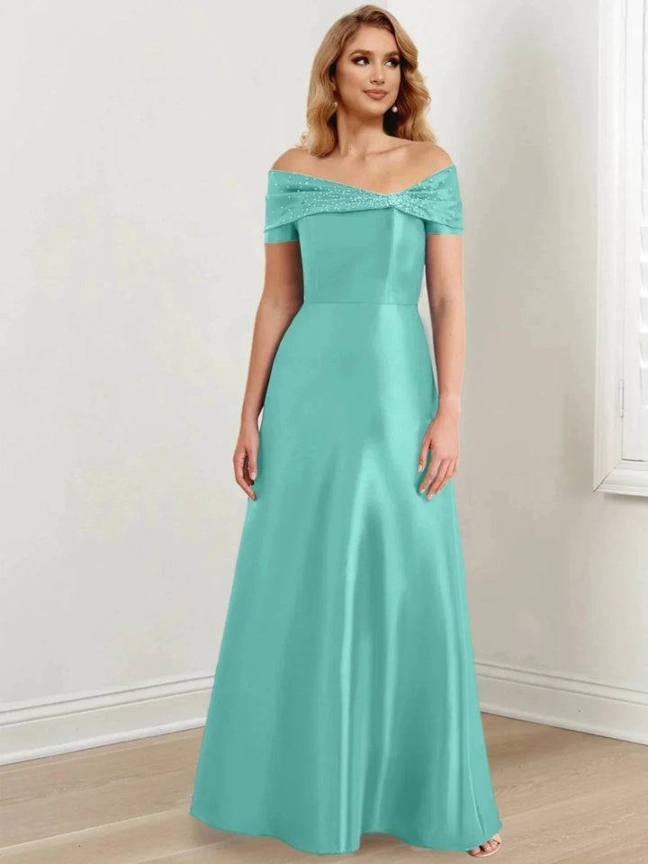 A-Line/Princess Off-the-Shoulder Floor-Length Mother of the Bride Dresses by Dreamylily