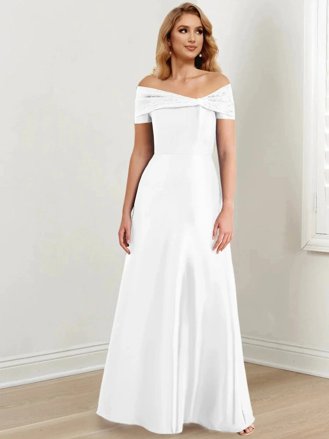A-Line/Princess Off-the-Shoulder Floor-Length Mother of the Bride Dresses by Dreamylily