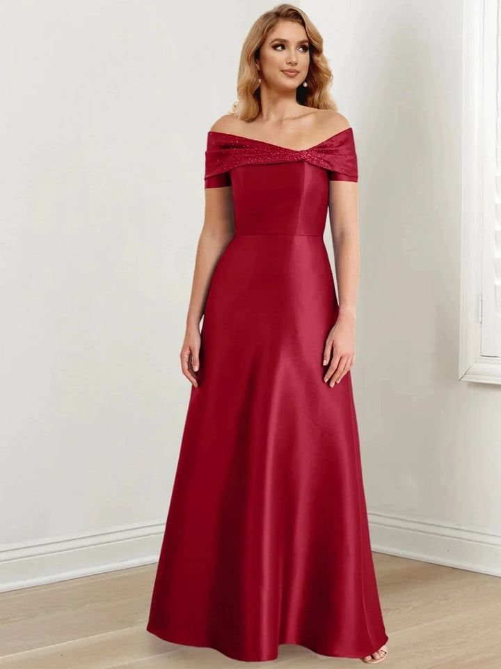 A-Line/Princess Off-the-Shoulder Floor-Length Mother of the Bride Dresses by Dreamylily