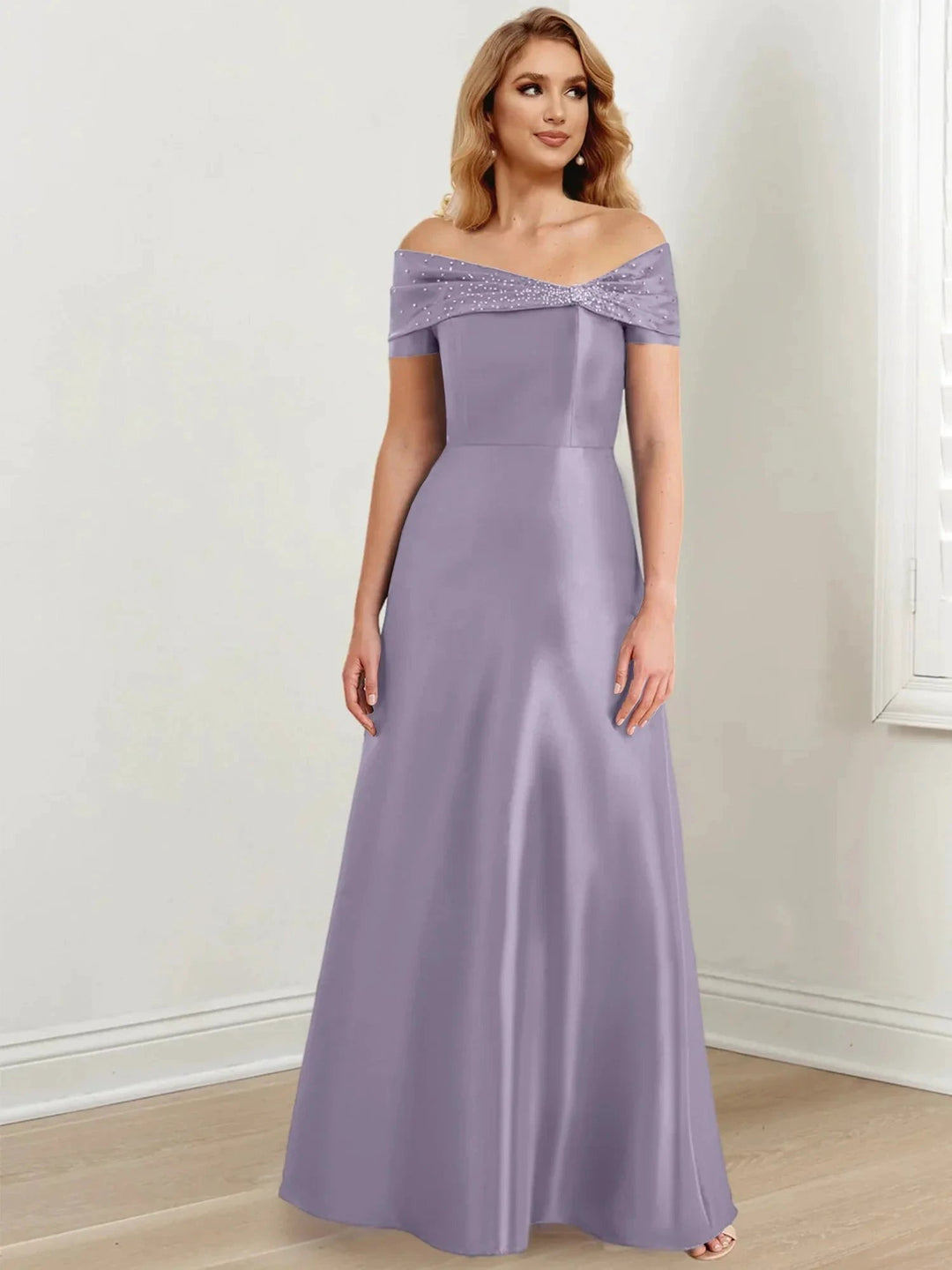 A-Line/Princess Off-the-Shoulder Floor-Length Mother of the Bride Dresses by Dreamylily