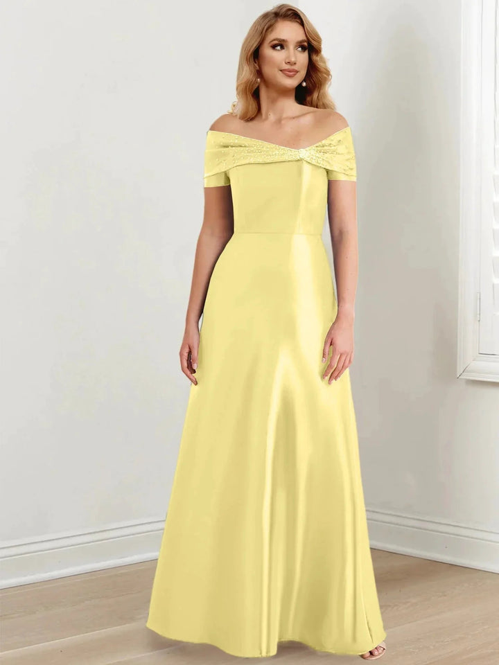 A-Line/Princess Off-the-Shoulder Floor-Length Mother of the Bride Dresses by Dreamylily