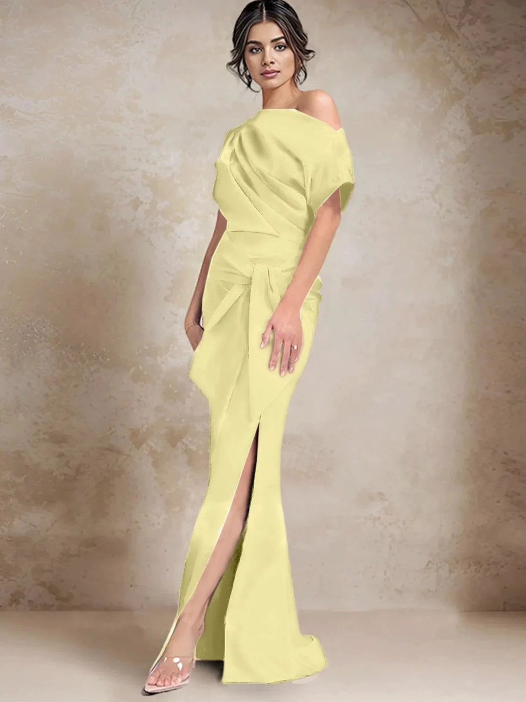 Trumpet/Mermaid One-Shoulder Mother of the Bride Dresses with Split Side by Dreamylily