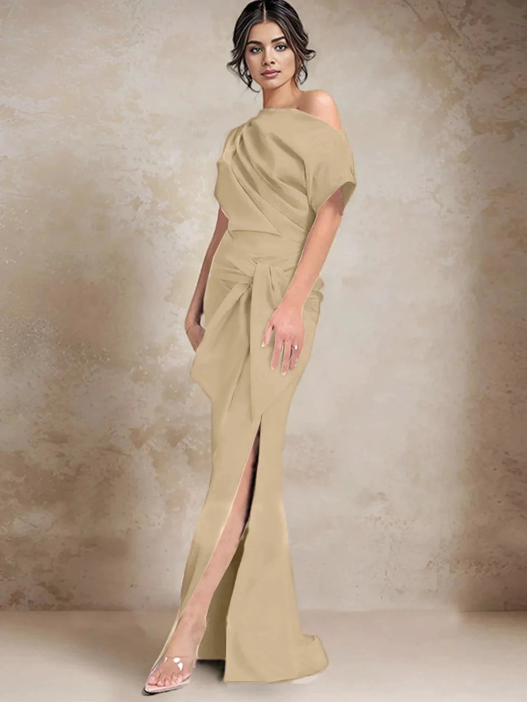 Trumpet/Mermaid One-Shoulder Mother of the Bride Dresses with Split Side by Dreamylily