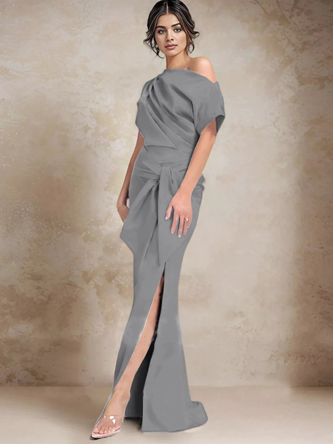 Trumpet/Mermaid One-Shoulder Mother of the Bride Dresses with Split Side by Dreamylily