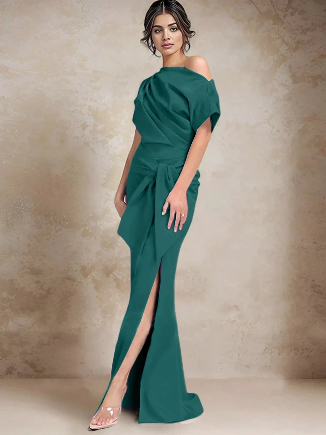Trumpet/Mermaid One-Shoulder Mother of the Bride Dresses with Split Side by Dreamylily