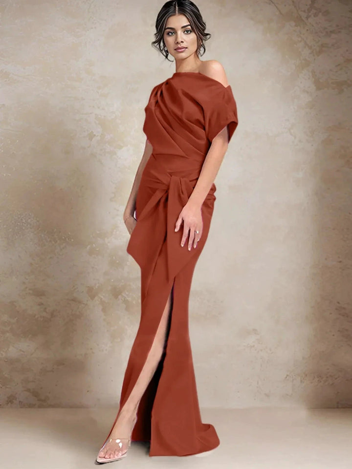 Trumpet/Mermaid One-Shoulder Mother of the Bride Dresses with Split Side by Dreamylily