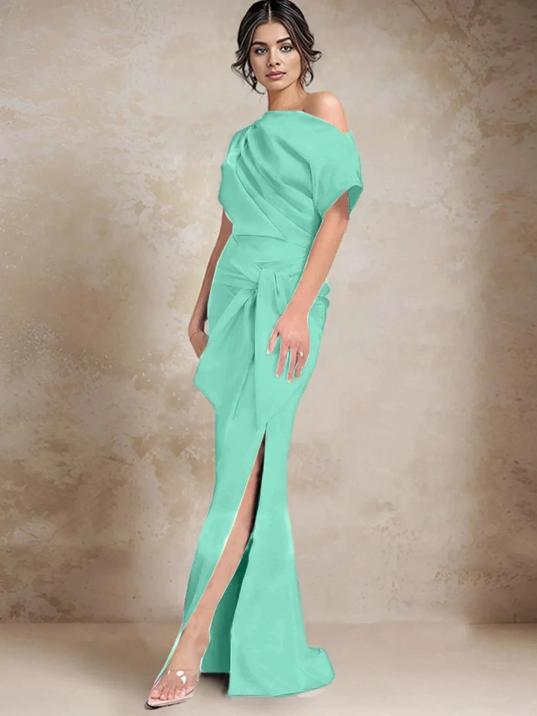 Trumpet/Mermaid One-Shoulder Mother of the Bride Dresses with Split Side by Dreamylily
