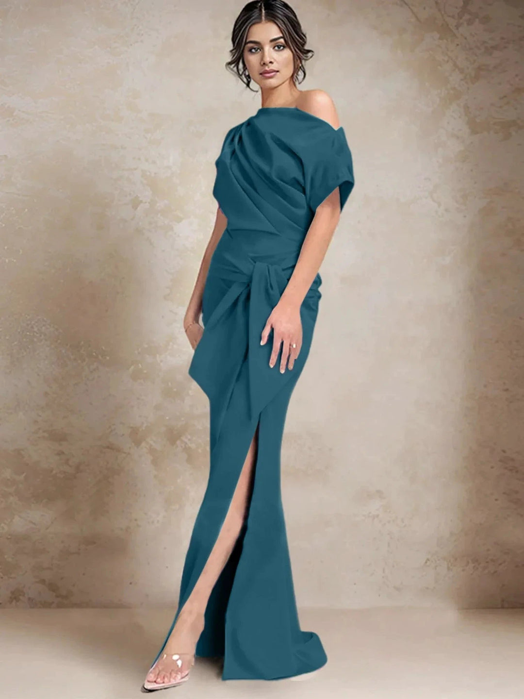 Trumpet/Mermaid One-Shoulder Mother of the Bride Dresses with Split Side by Dreamylily