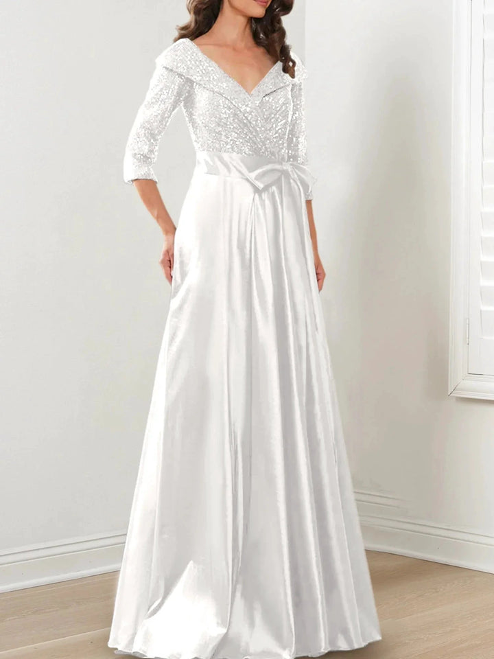A-Line/Princess V-Neck Floor-Length Mother of the Bride Dresses by Dreamylily