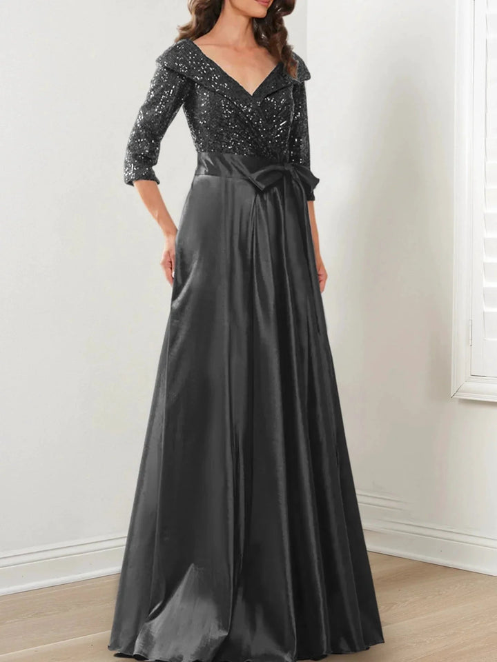 A-Line/Princess V-Neck Floor-Length Mother of the Bride Dresses by Dreamylily
