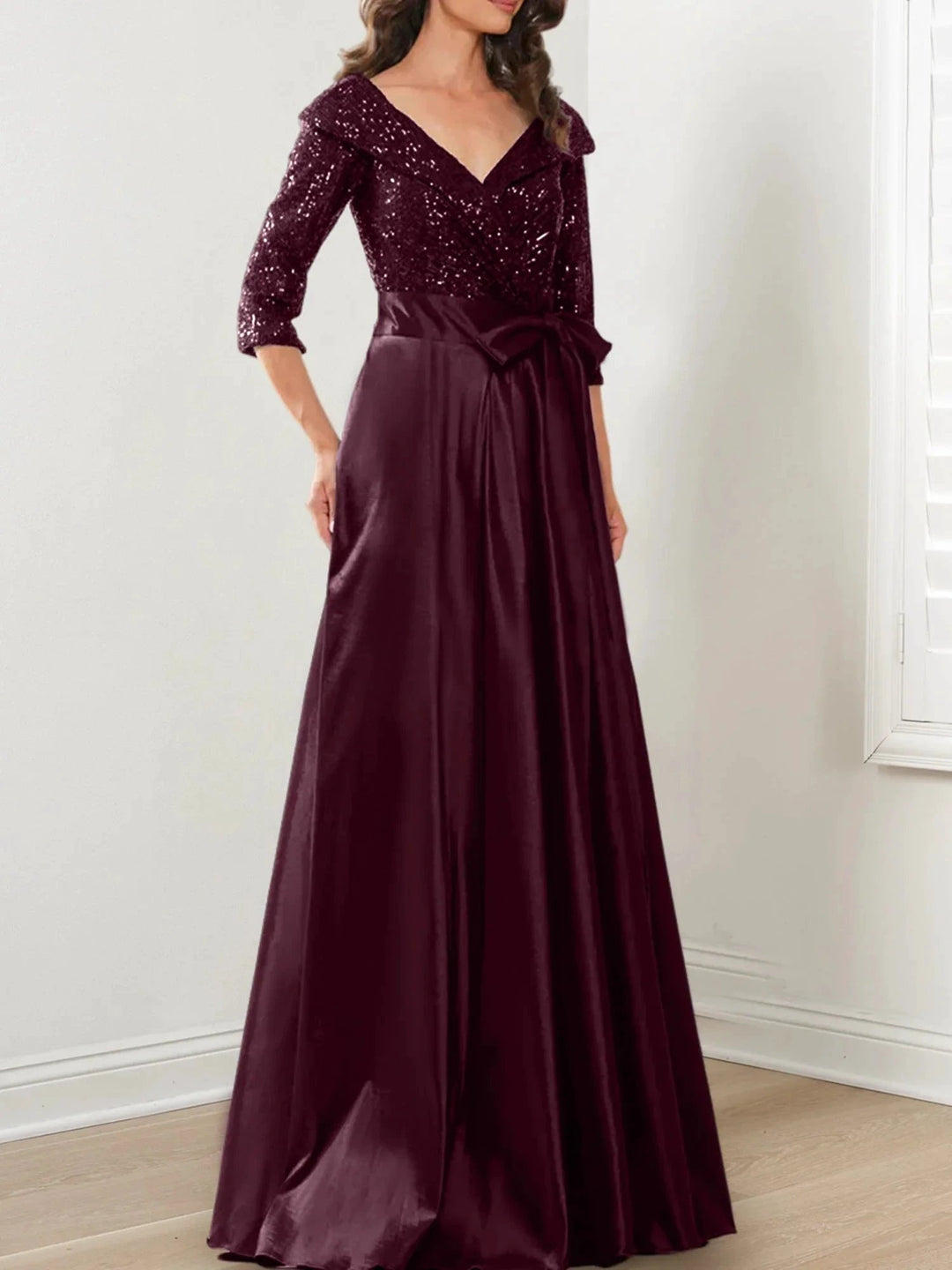 A-Line/Princess V-Neck Floor-Length Mother of the Bride Dresses by Dreamylily