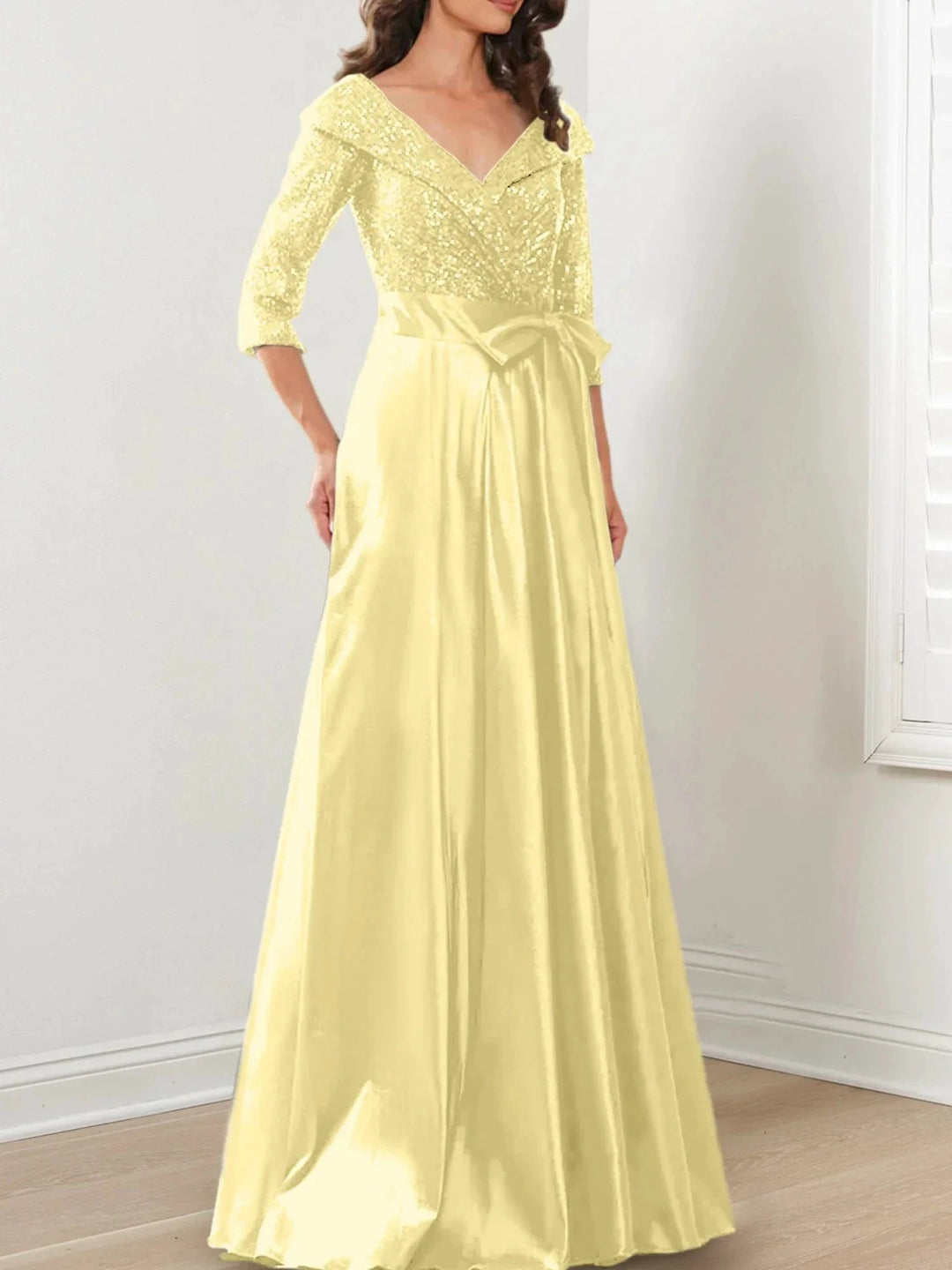 A-Line/Princess V-Neck Floor-Length Mother of the Bride Dresses by Dreamylily